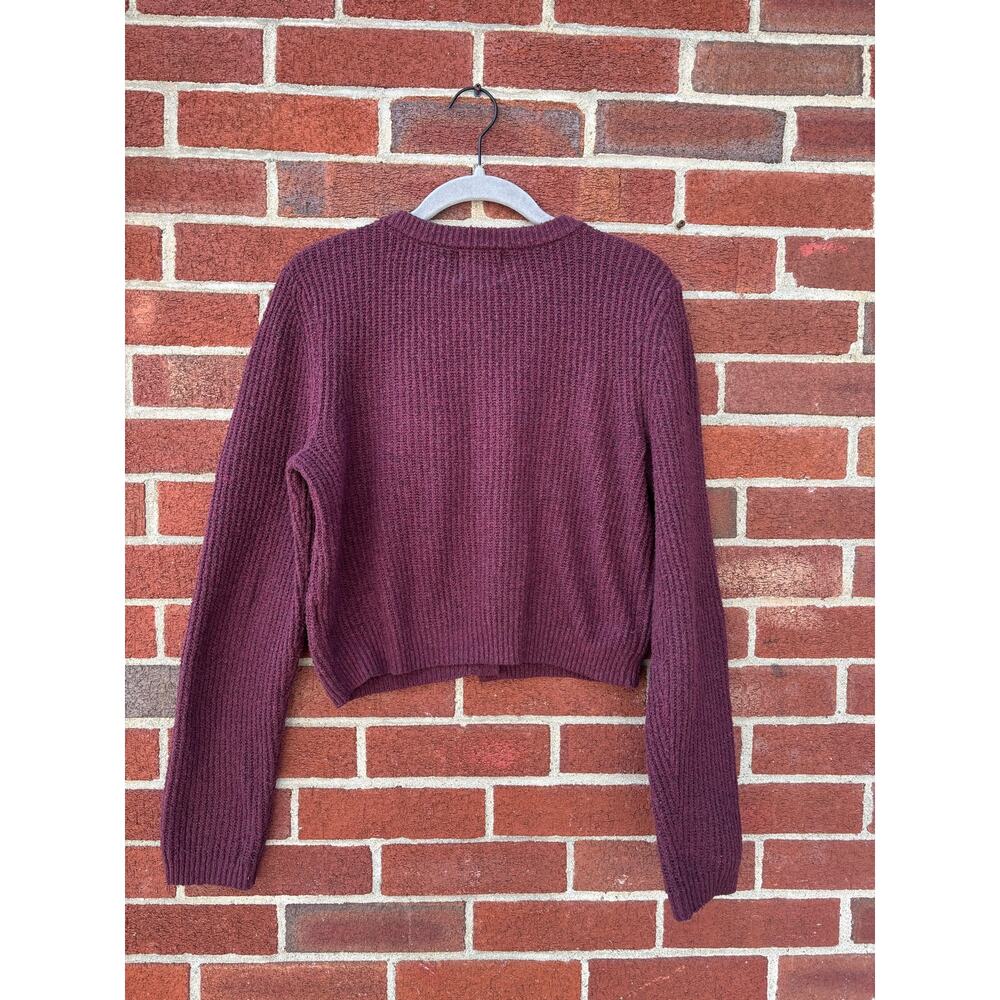 Pink Rose Womens Cropped Cardigan Sweater Size Small Purple Button Front Knit - Picture 4 of 8